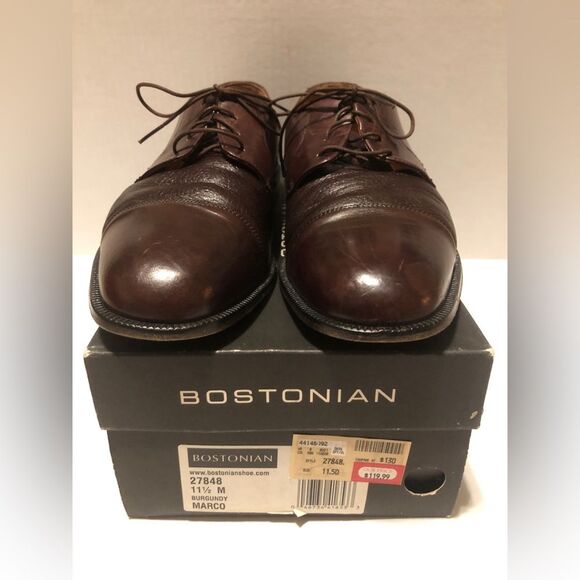 BOSTONIAN Florentine Marco Size 11.5M Leather Toe Caps Oxfords Burgundy main image 11
